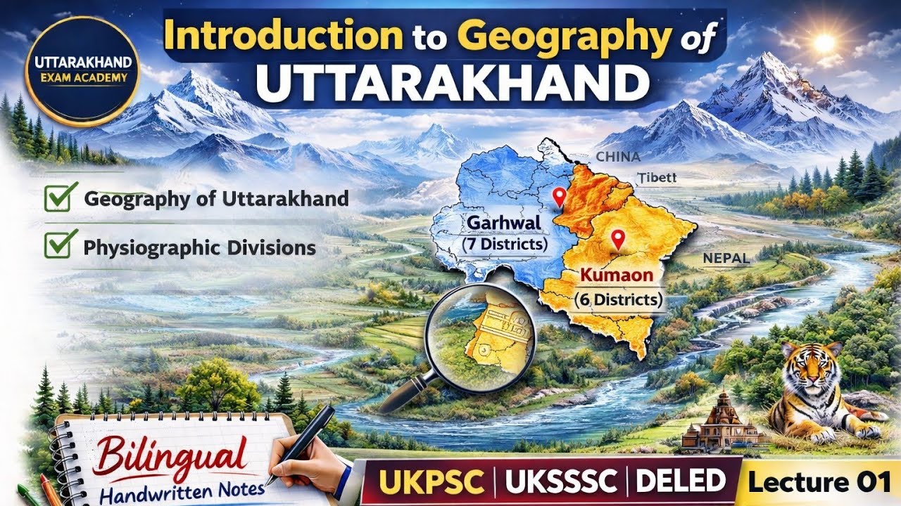 Uttarakhand Geography Lecture 01 | Introduction, Location & Districts | UKSSSC / UKPCS