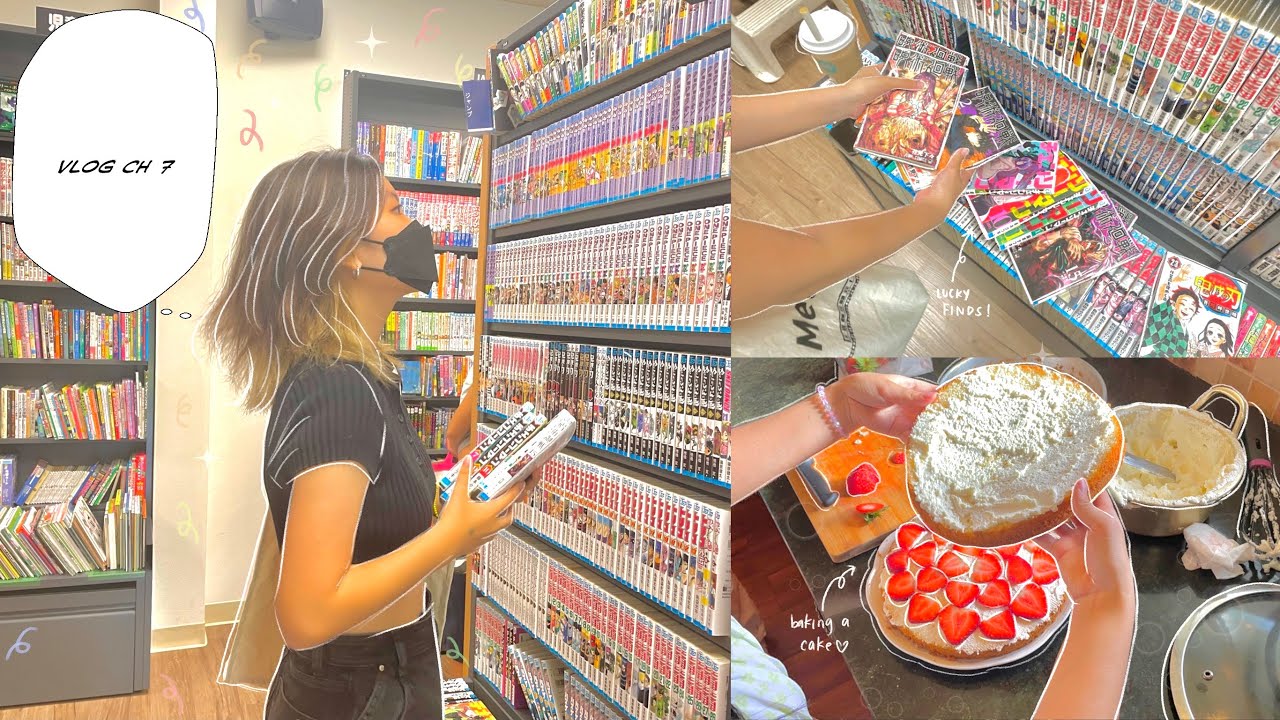 vlog ch.7 🧚🏻‍♀️🧷// manga shopping, what i eat, uniqlo x jjk, baking a cake, etc.