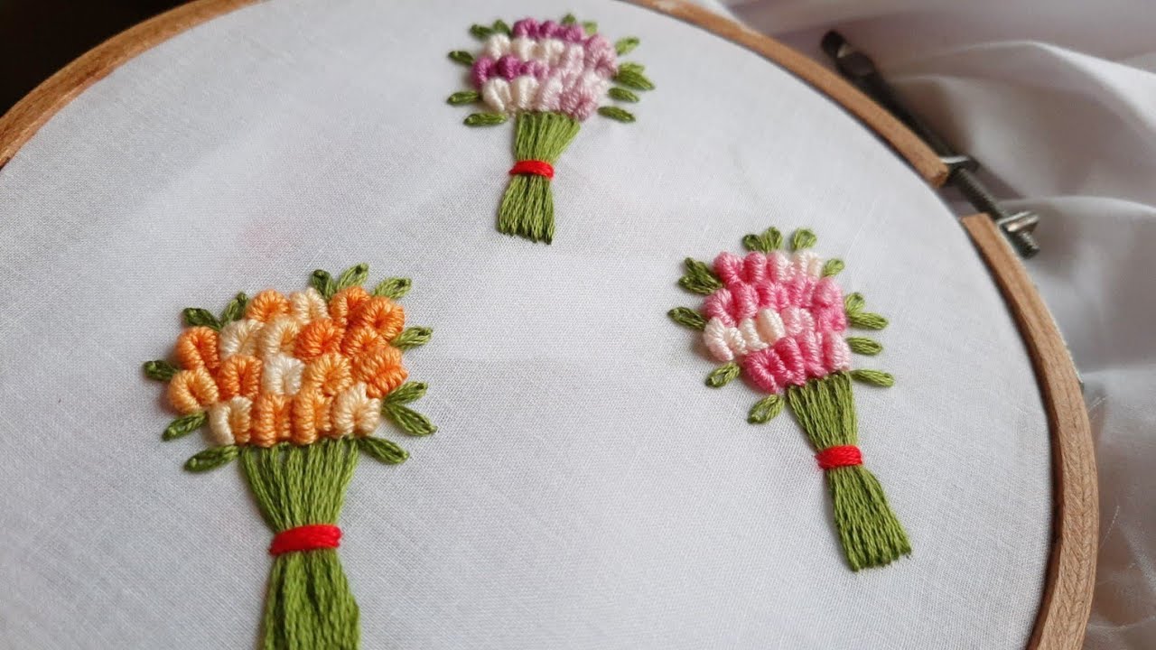Flower Bouquet Design for Dress / Kurti (Hand Embroidery Work)