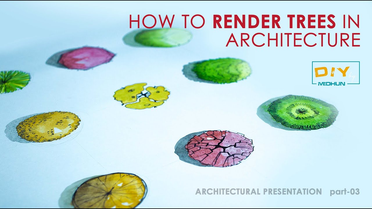 HOW TO RENDER TREES IN ARCHITECTURE  - USING WATERCOLOR | Architectural presentation  |part-03