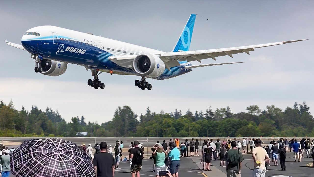 Boeing 777X Stuns the Crowd with Powerful Takeoff and Smooth Landing!