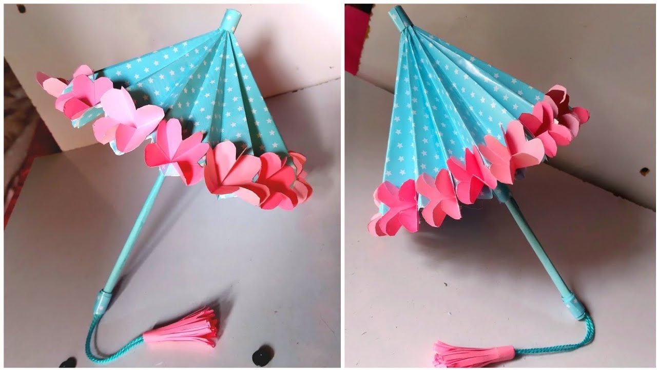 How to make a paper umbrella that open and close | Flower POP UP umbrella | origami Umbrella