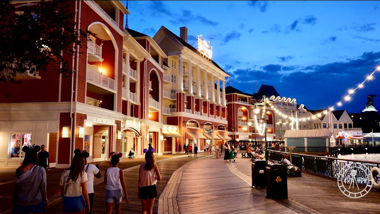 Disney's Boardwalk 2023 Evening Walkthrough in 4K | Walt Disney World Orlando Florida April 2023