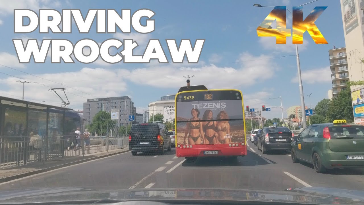 4K Wrocław driving I downtown Iold town| szczepin Ipopowice