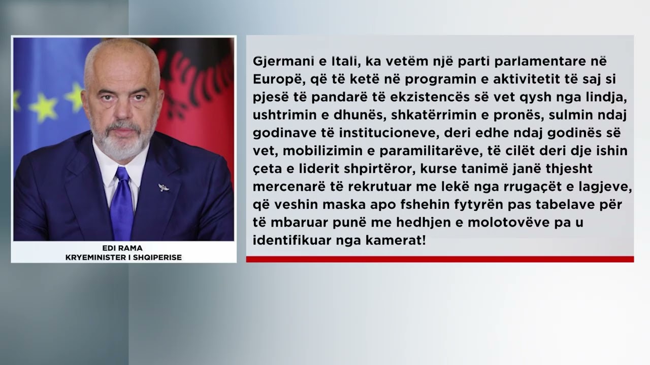 Klan News - Rama për protestën e PD: Degjenerim i pandalshëm
