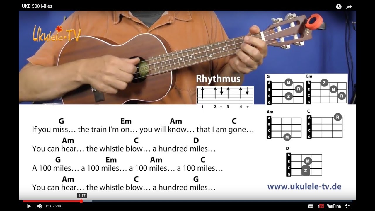 21.1 - 500 Miles/Peter, Paul & Mary, The Hooters, Easy Chords, Lyrics, Tutorial - Play along