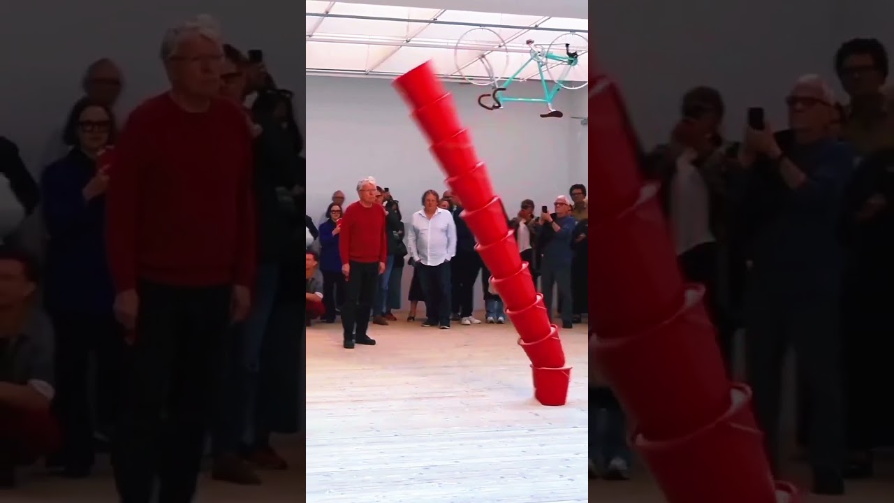 Artist Roman Signer activates his sand bucket sculpture at 🤯🪣 #shorts #art #culture