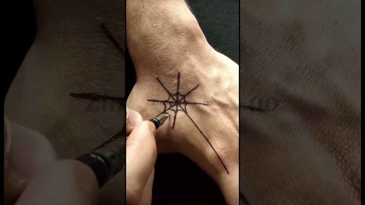 Draw on a hand spider web #speiderweb #spiderb#onhandspiderweb #ytshortsviral #trendingshorts #viral