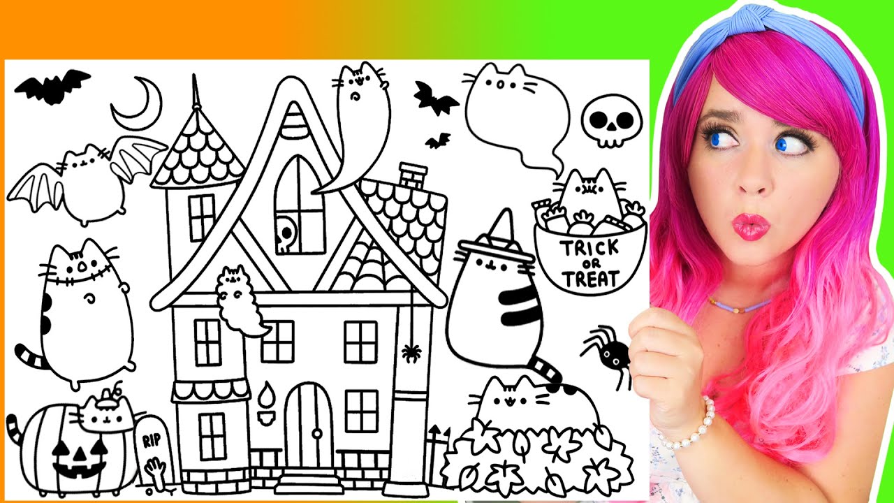 Раскраски с котом Пушином на Хэллоуин и осень | Маркеры Prismacolor