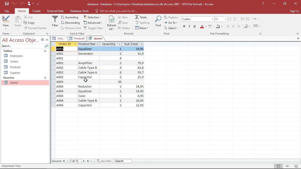 SQL in MS Access - Other Types of Joins using LEFT, RIGHT and OUTER JOIN