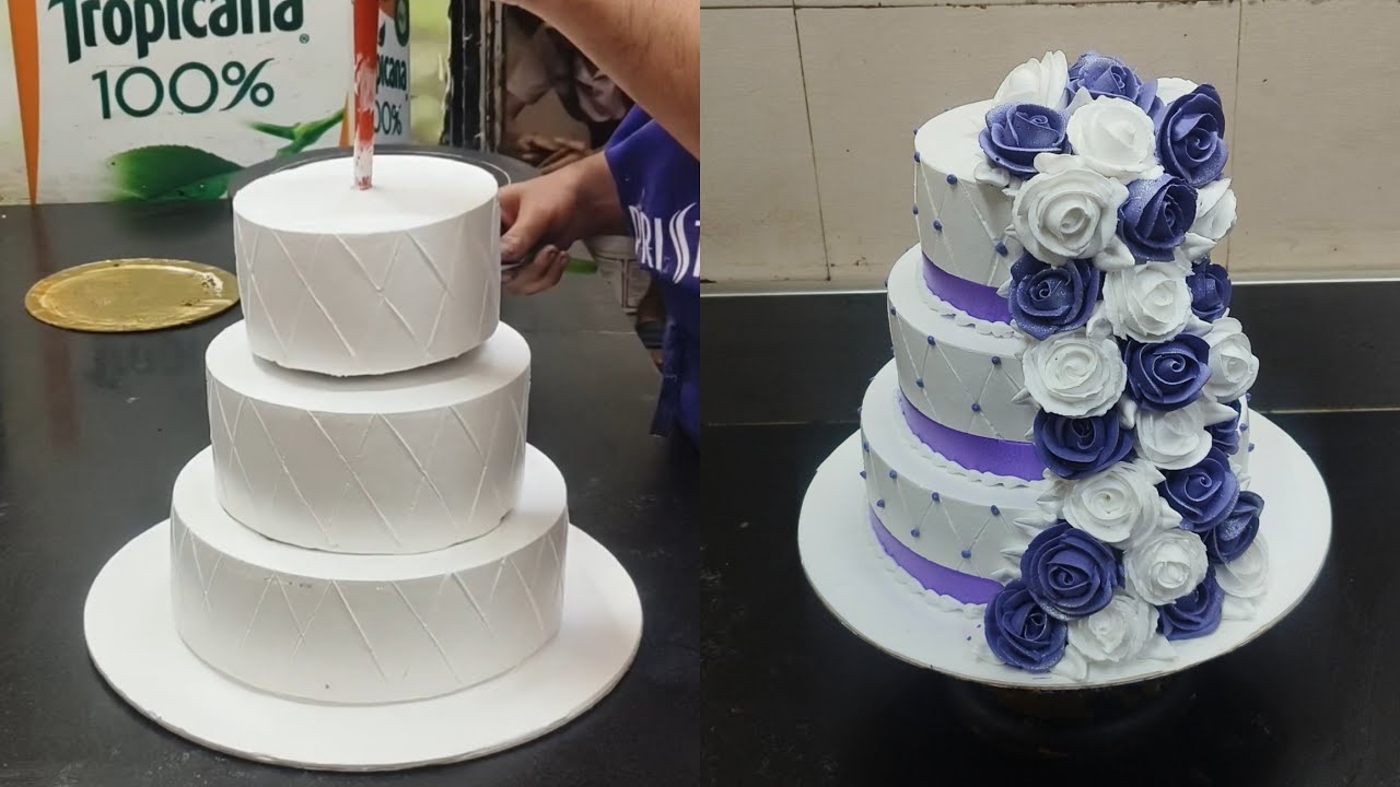 Anniversary cake design 💐| 3  Tier cake | Wedding Anniversary cake 🎂❤️🥰💐