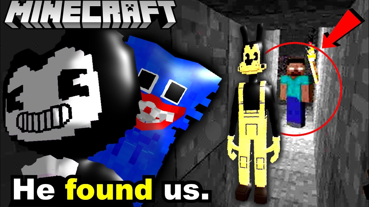 BENDY'S HAUNTED CAVE! (BATIM Minecraft Scary Mobs Part 3)