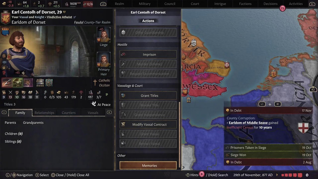 Crusader Kings 3, Petty King Aethelred Aethelwulfson of Wessex, 867, 01