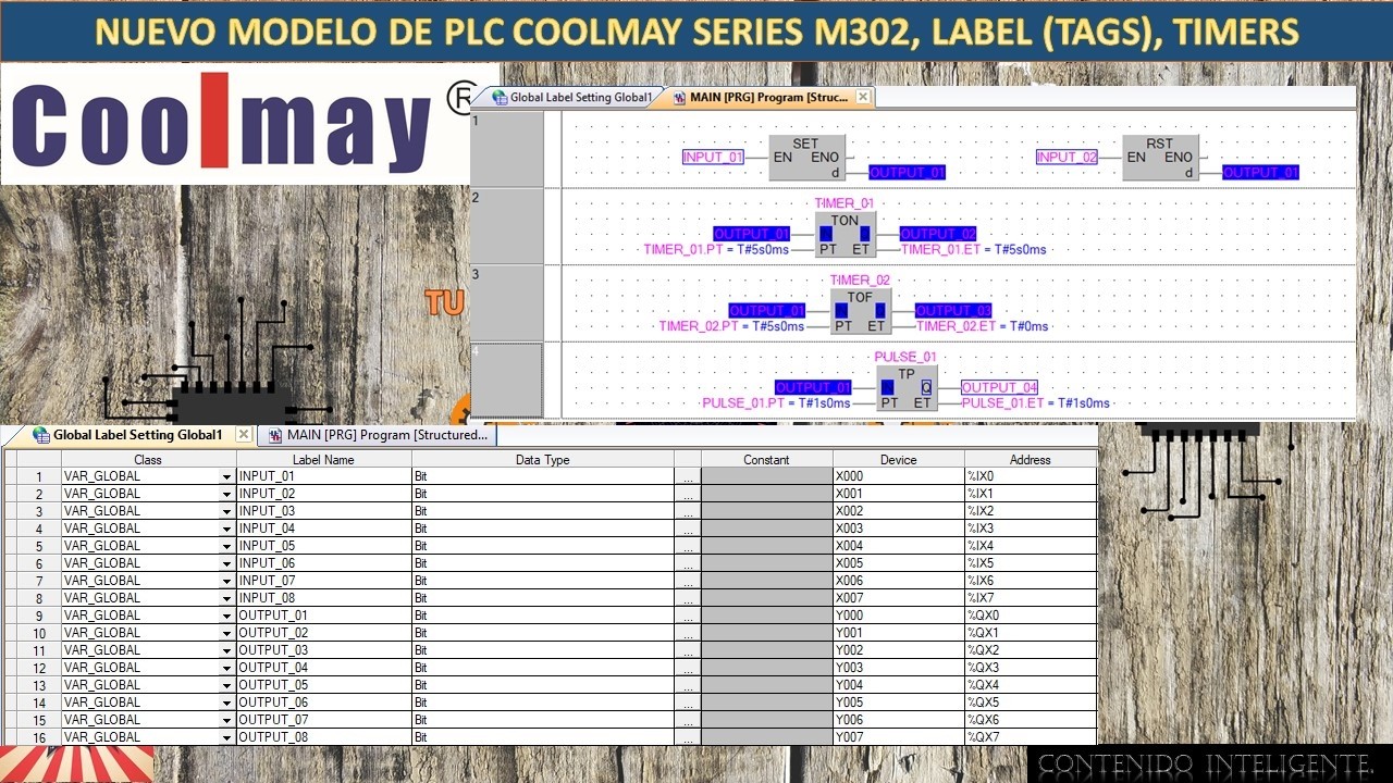 03-NUEVO MODELO DE PLC COOLMAY SERIES M302, LABEL (TAGS), TIMERS