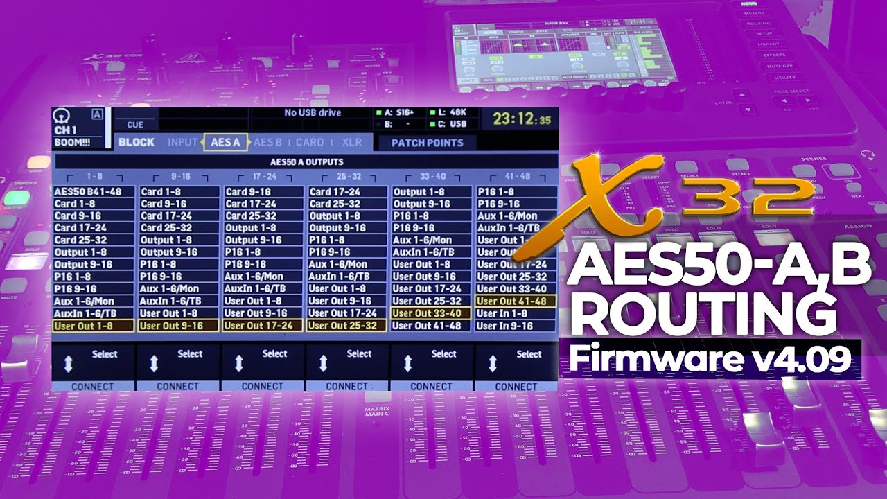 Использование AES50 для отправки и получения звука на x32 W/Stage Boxs