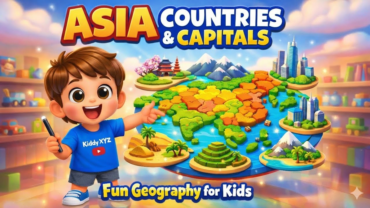 Asian Countries & Capitals for Kids 🌏 | Learn Asia Geography (Fun & Easy!) | KiddyXYZ | Kids Edu