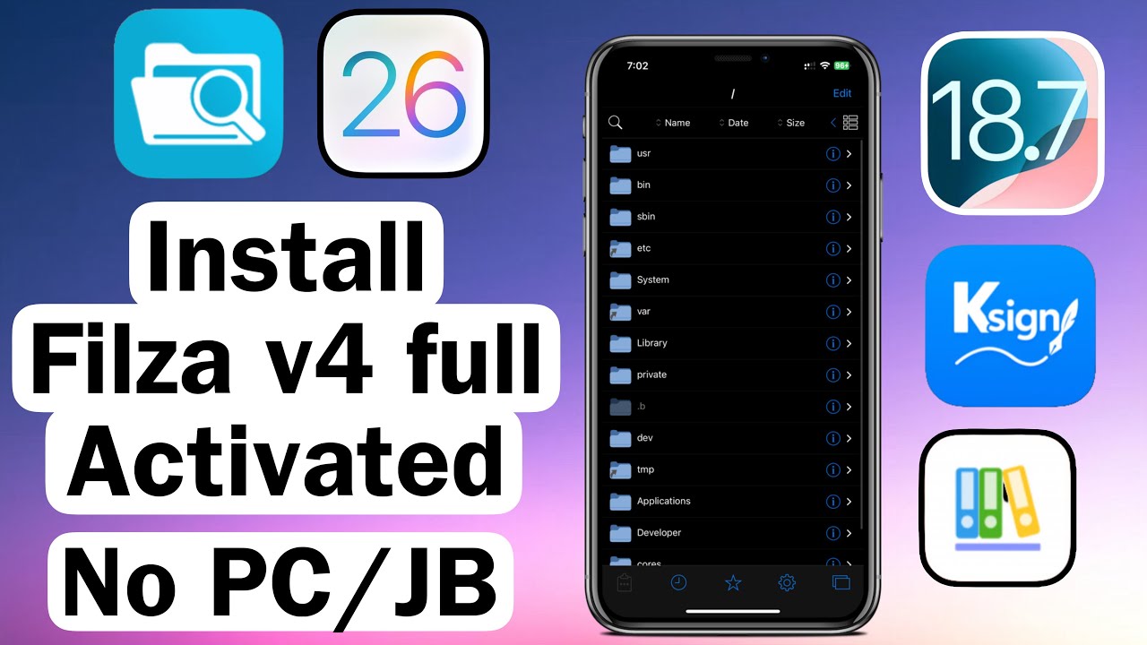 NEW {Filza v4.0.0 Full Activated} Install on iOS 26/18.7.1 - 15 | Haven't use PC /Not Jailbreak