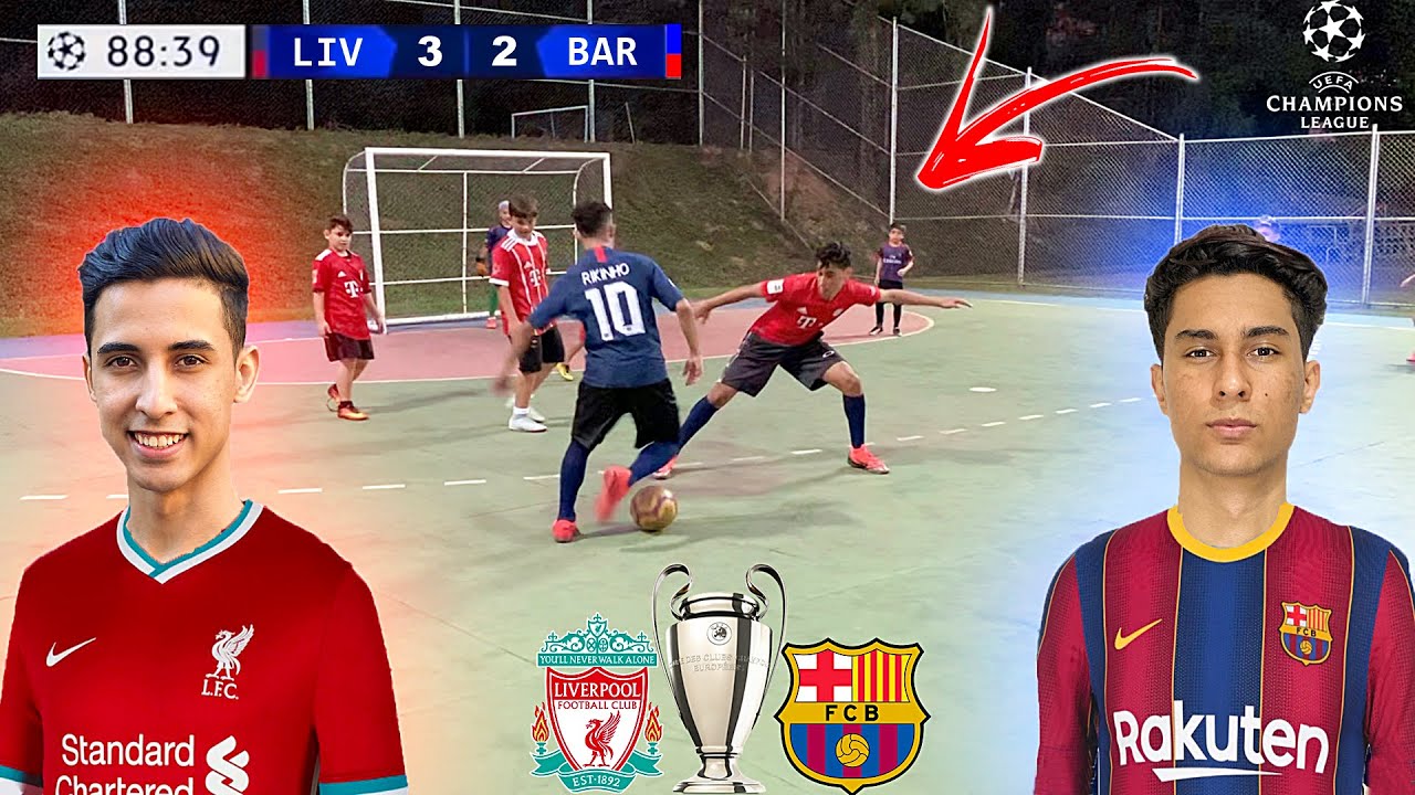 BARCELONA vs LIVERPOOL UEFA CHAMPIONS LEAGUE JOGO 5 vs 5 DESAFIOS DE FUTEBOL ‹ Rikinho ›
