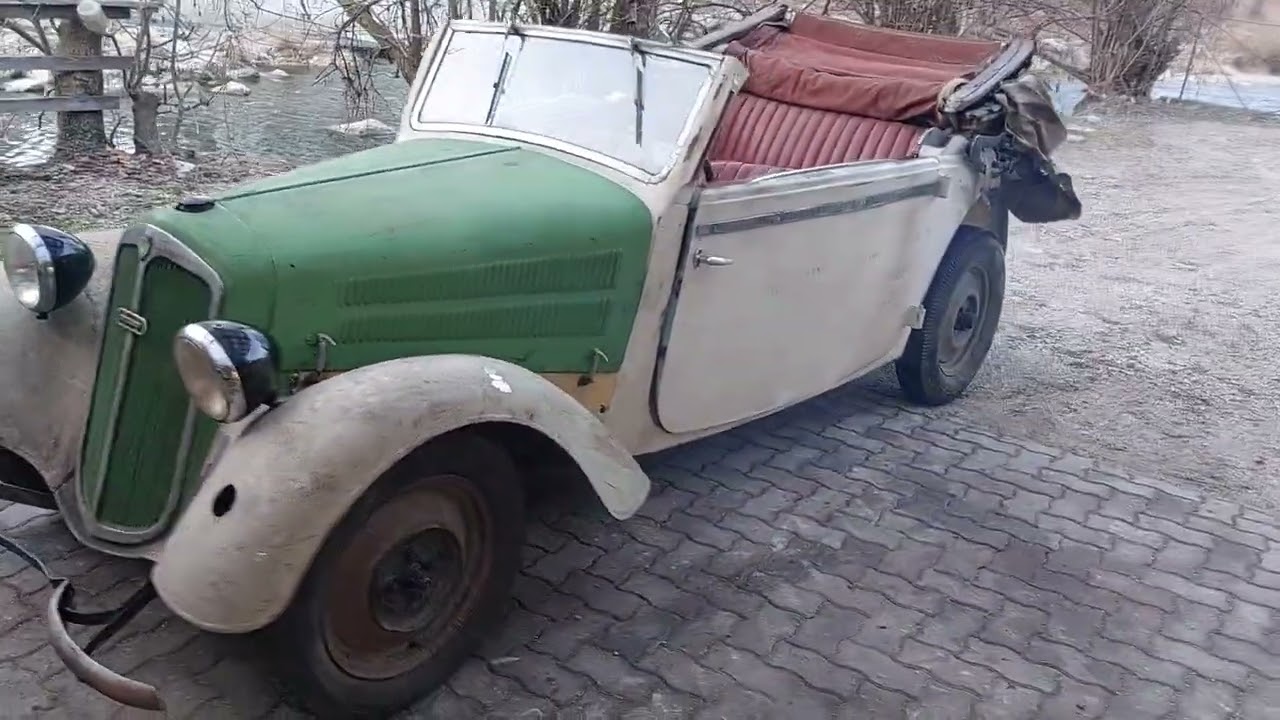 DKW F8 Luxus Cabrio, kleiner Rundgang vor der Bewegungsfahrt.