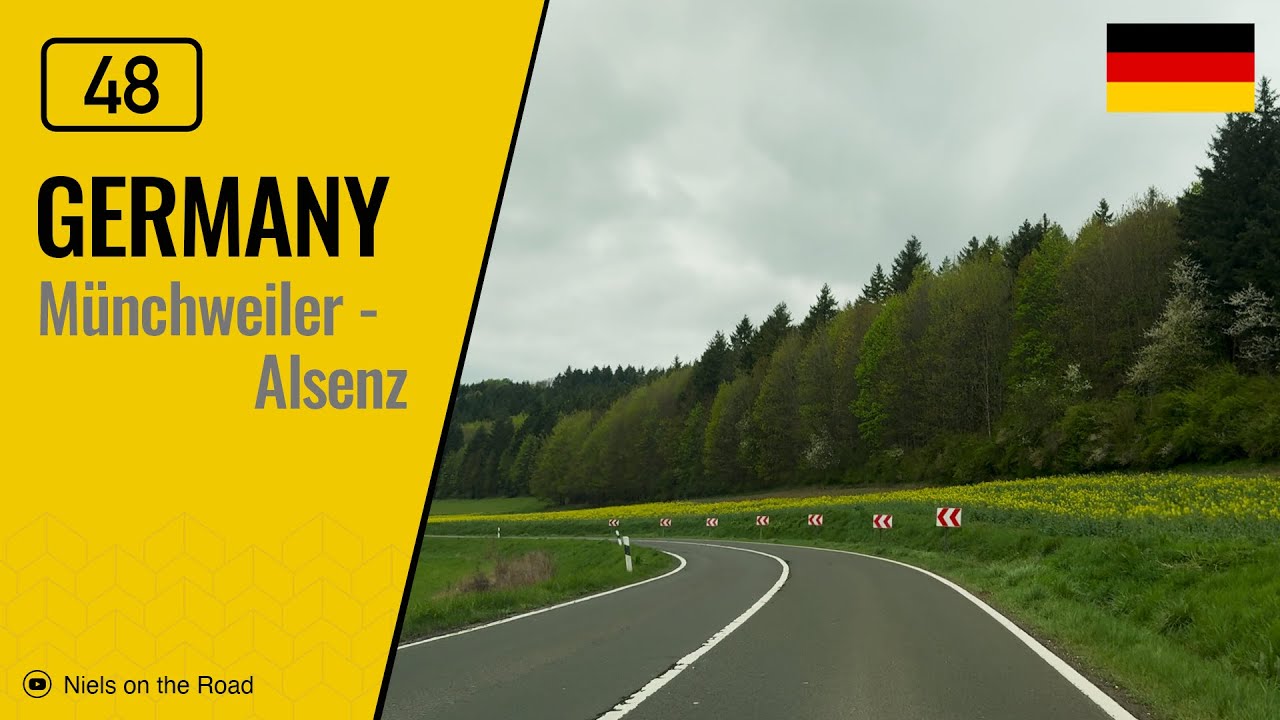 Driving in Germany: Bundesstraße B48 from Münchweiler to Alsenz