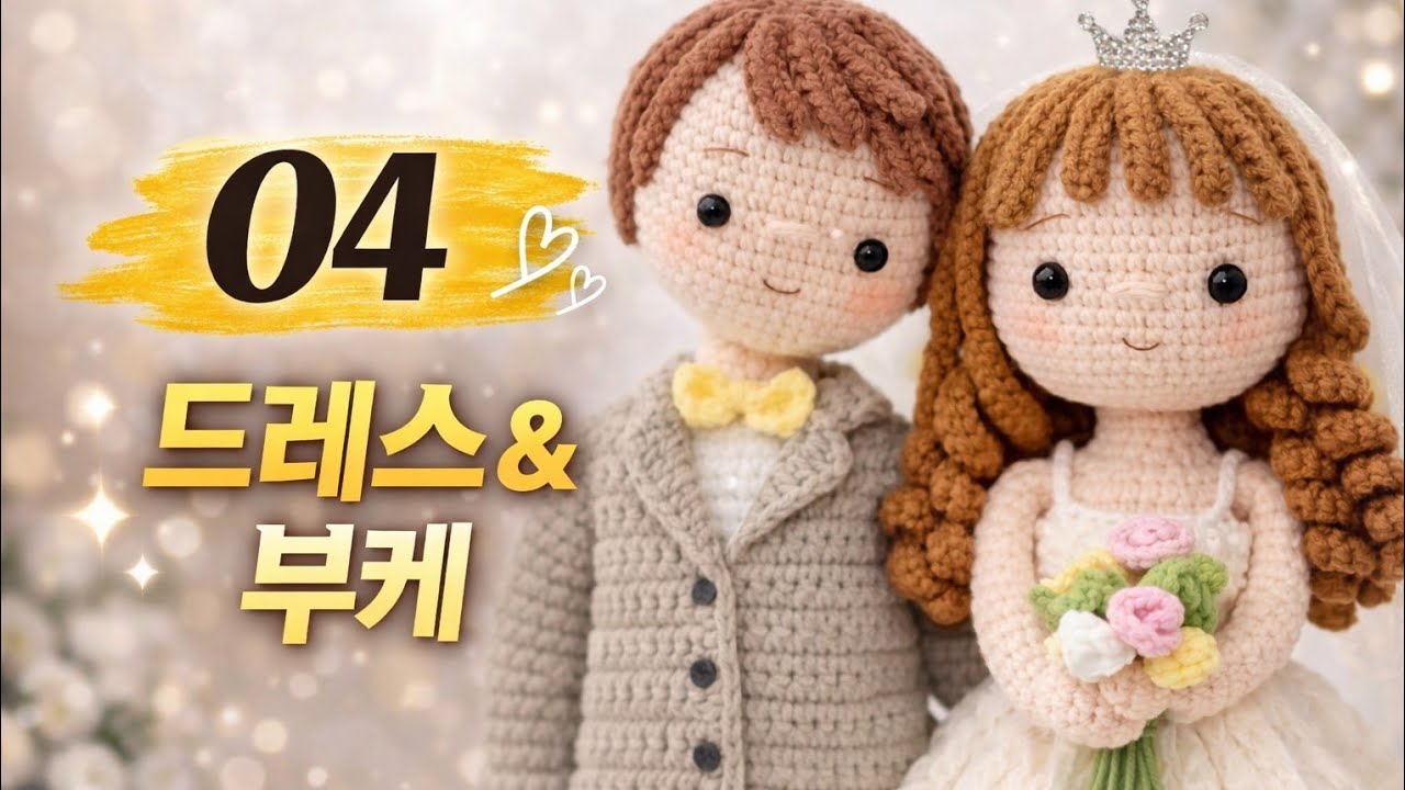 [코바늘 웨딩 인형 만들기] 신부 PART2 - 드레스와 부케