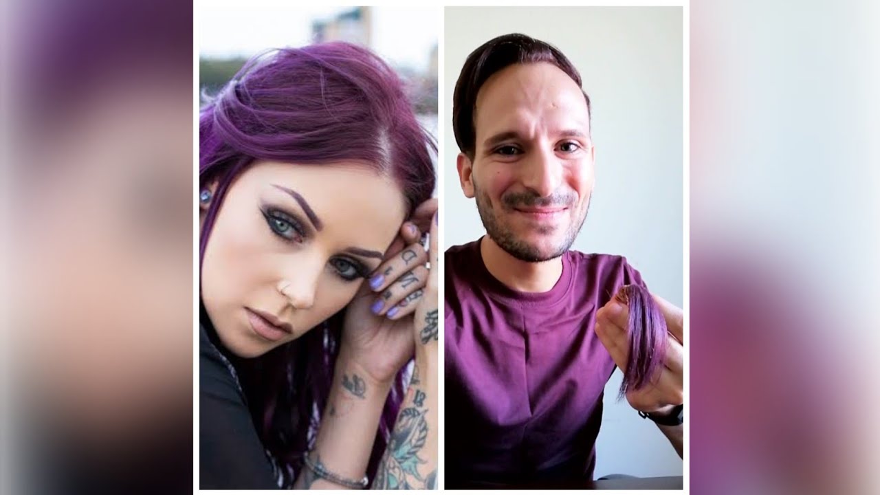 اصبغي اللون البنفسجي (الباذنجاني) 👆 بدون سحب لون 👌😉💜Purple hair color