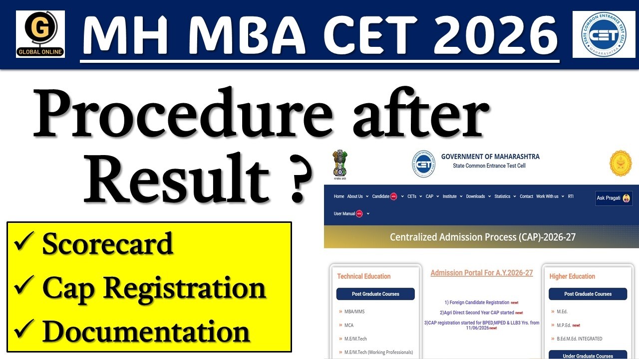 MBA CET 2026 Result Out | Complete CAP Registration, Merit List, Seat Allotment & Admission Process