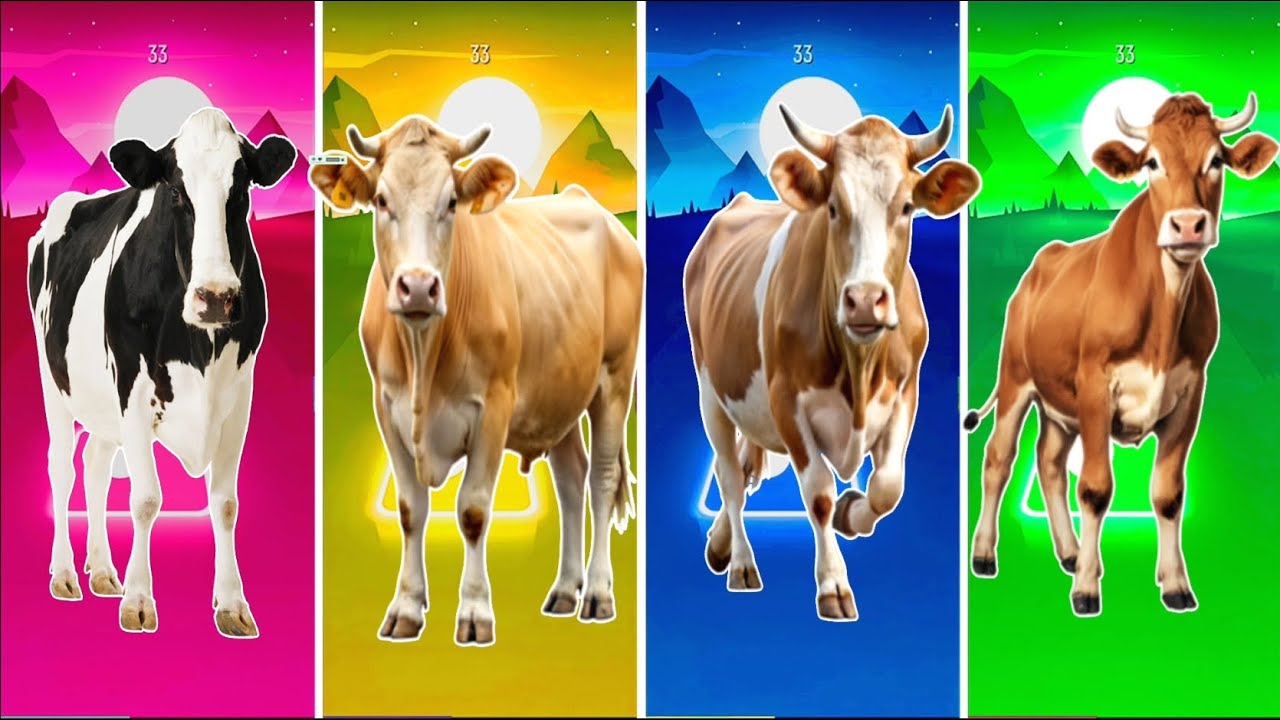 A Funny Horse🐎🆚 Funny Mammoth🐘 🆚The Bull🐄 🆚The Funny Elephant🦏Tiles Hop EDM Rush #tileshop​ Buffalo