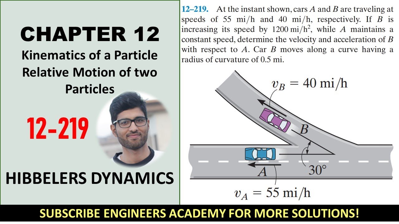 12-219 Относительное движение двух частиц | Dynamics Hibbeler, 14-е издание | Академия инженеров