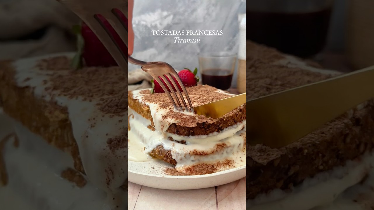 TOSTADAS FRANCESAS TIRAMIS&Uacute;!🤤 #frenchtoast #recetasfaciles #desayuno #recetassaludables #ricoysano