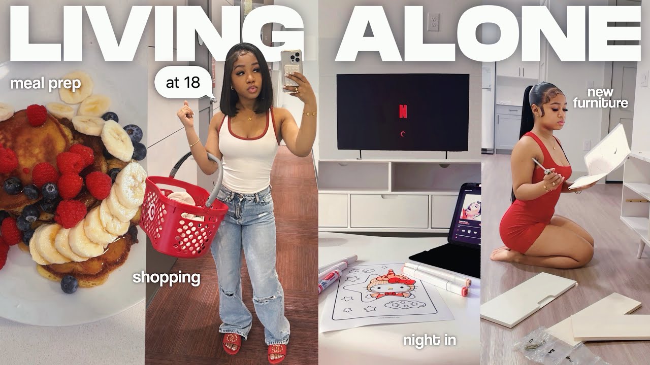 LIVING ALONE for the FIRST TIME | home updates, meal prep, girls night, hair appt