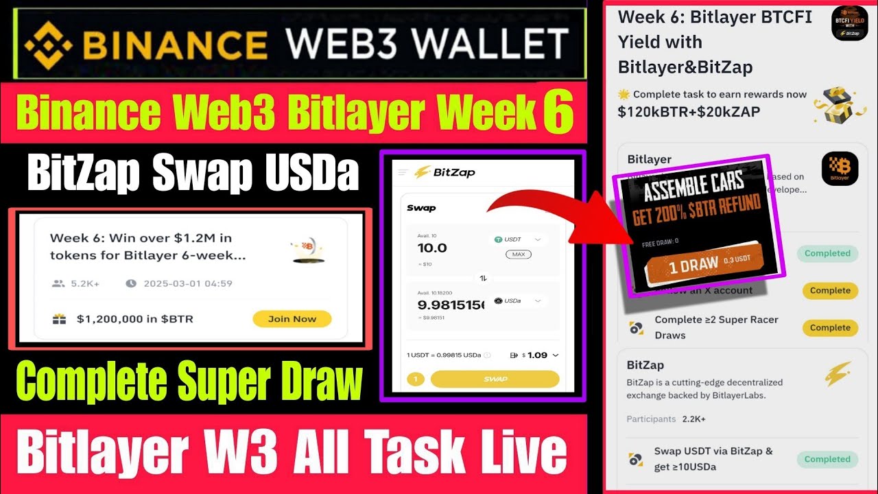 Binance Bitlayer BTCFI Web3 Airdrop | Bitlayer   Swap On BitZap | Binance Bitlayer Week 6 Airdrop