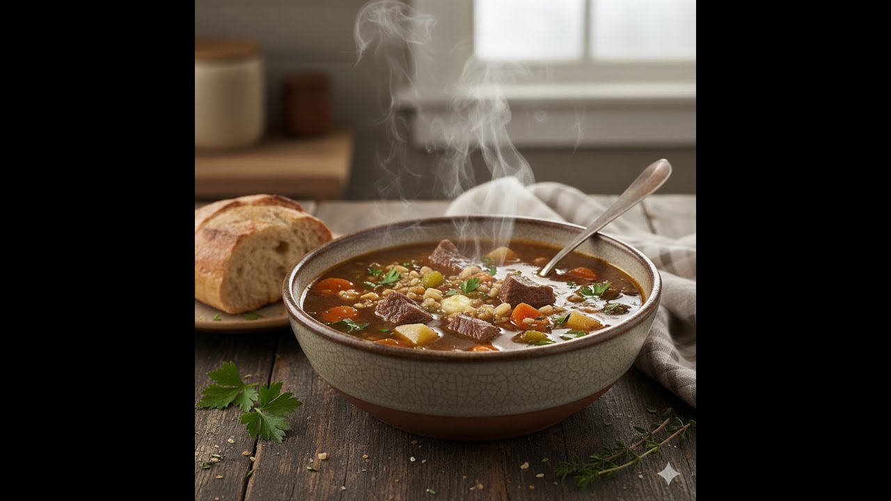 Recette Soupe boeuf et orge de Maman facile et rapide