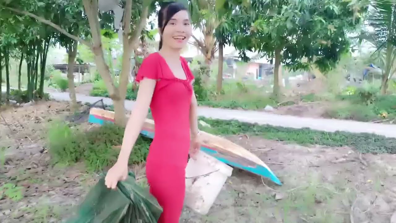Thôn nữ cần Thơ quay máy dầu bắt cá dính bầy cá ngon 