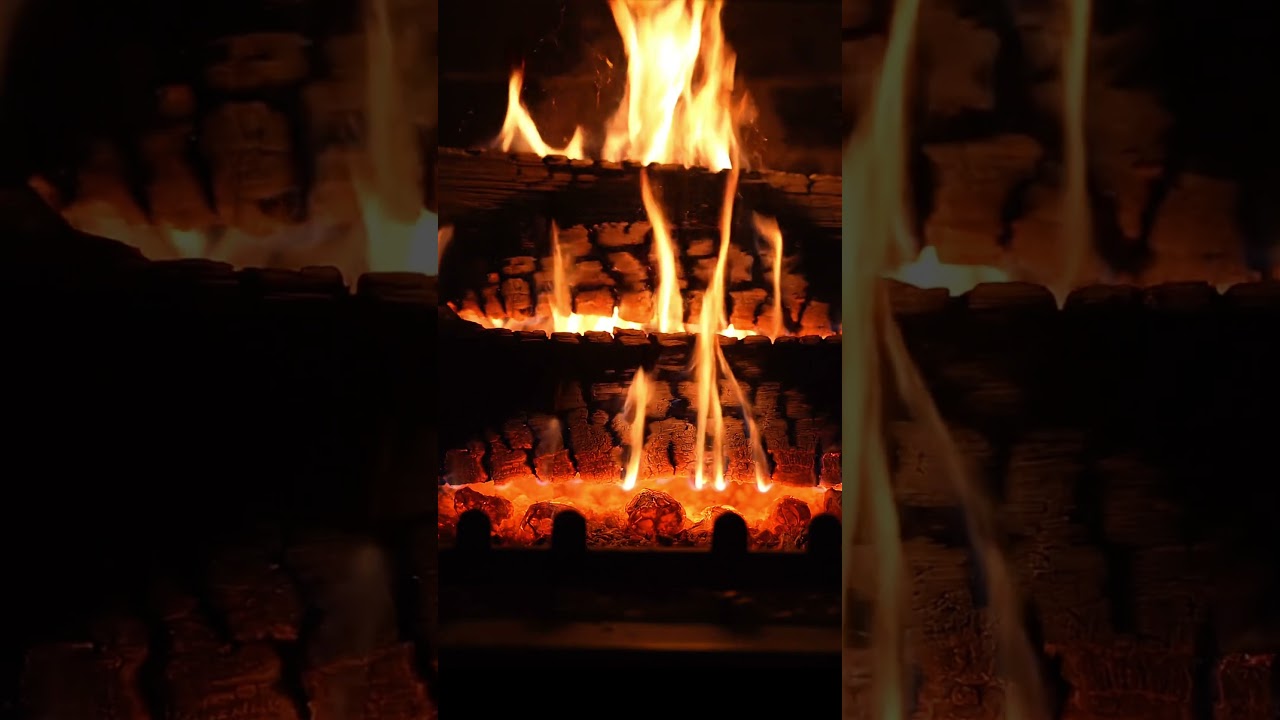 Fireplace Flames in the Dark 🔥 Cozy Crackling Fire Night Ambience