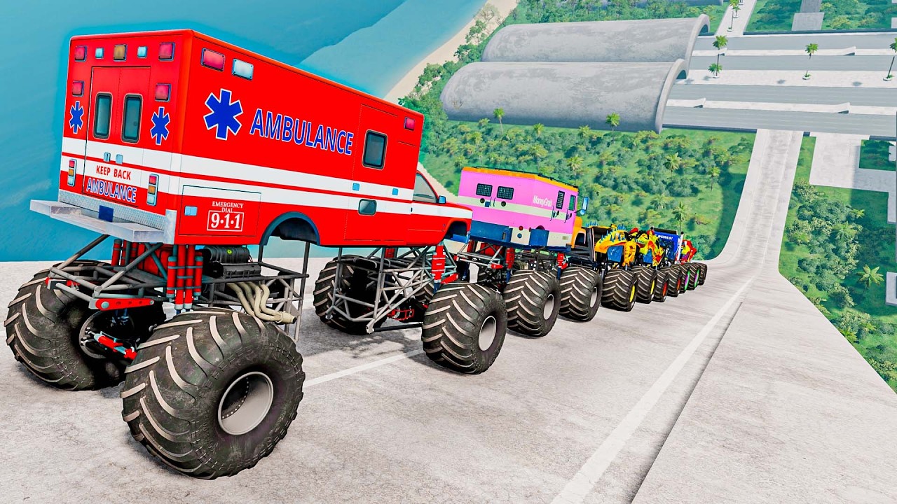 Epic High Speed Monster Jumps #200 | Monster Trucks & Cars - Beamng Drive