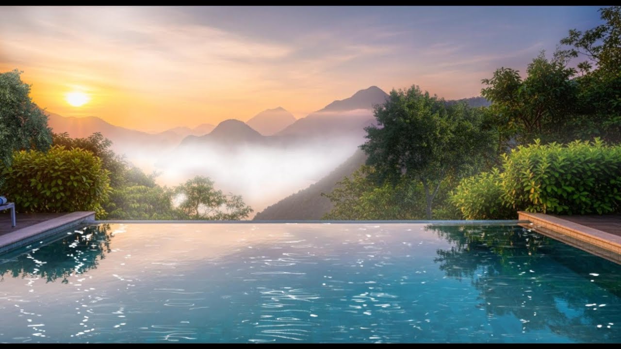 Morning Meditation mountain retreat ambience with music, ambience for studying, sleeping, reading.