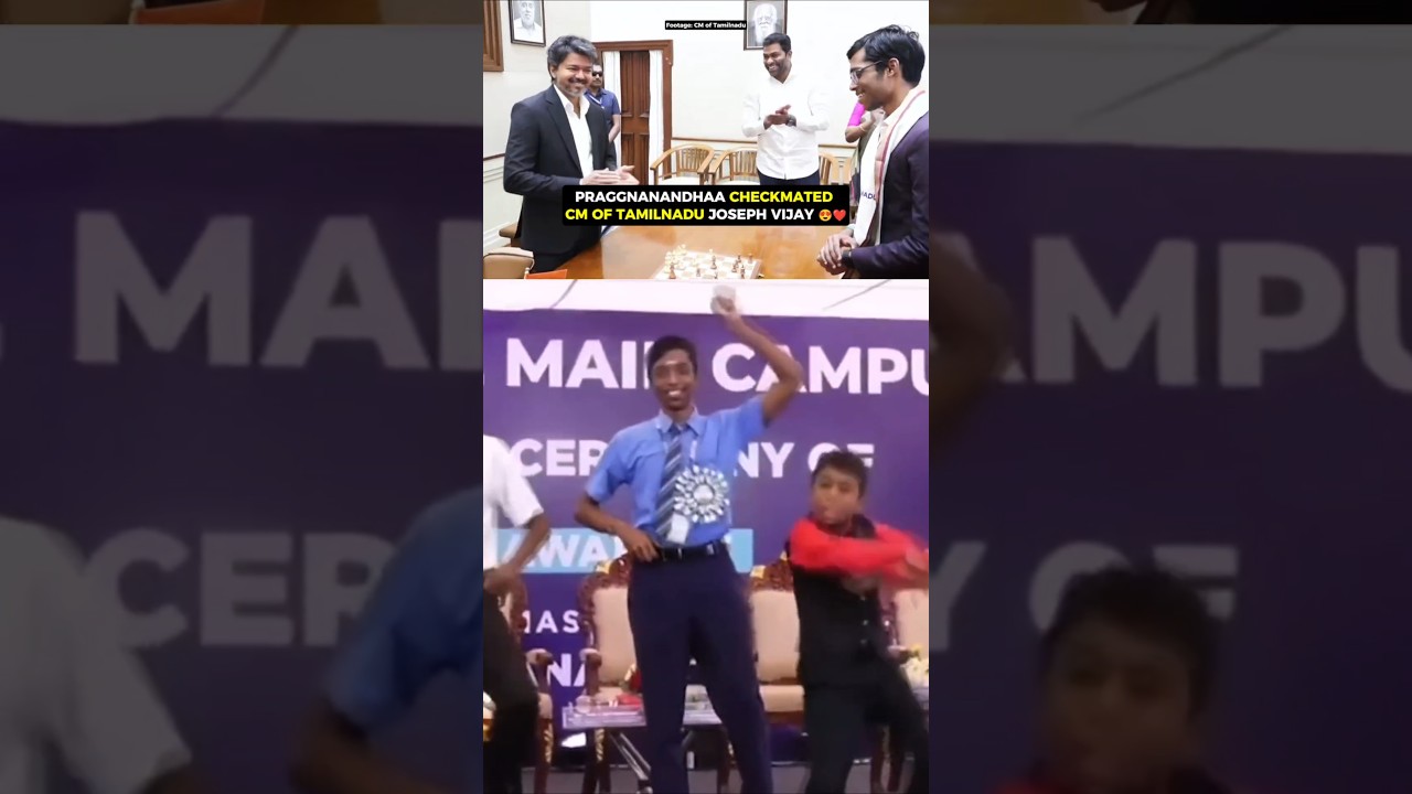 Praggnanandhaa checkmated the CM of Tamilnadu Joseph Vijay 😍❤️#chess #praggnanandhaa #shorts