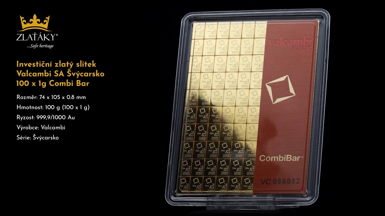 100 x 1g Combi Bar Valcambi SA Švýcarsko Investiční zlatý slitek