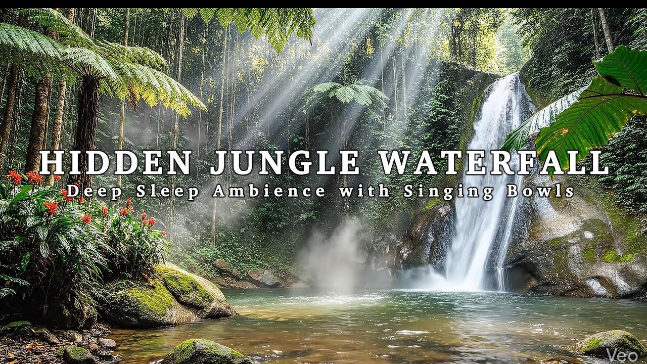 Hidden Jungle Waterfall / Tropical Nature Ambience for Deep Sleep & Relaxation