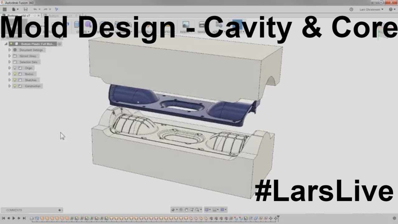 Fusion 360 — Mold Design - Cavity & Core — #LarsLive 80