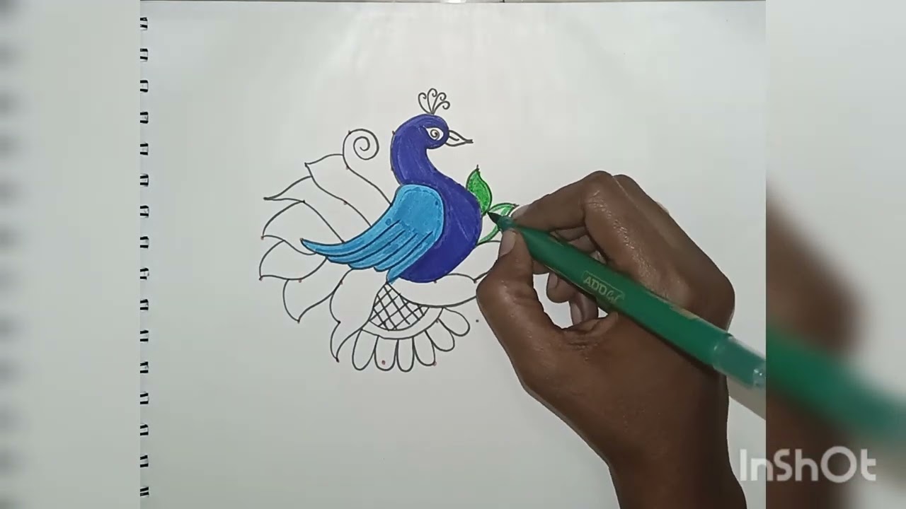 7*3*3 dots rangoli kolam #traditional peacock design with Muggulu #ytvideo