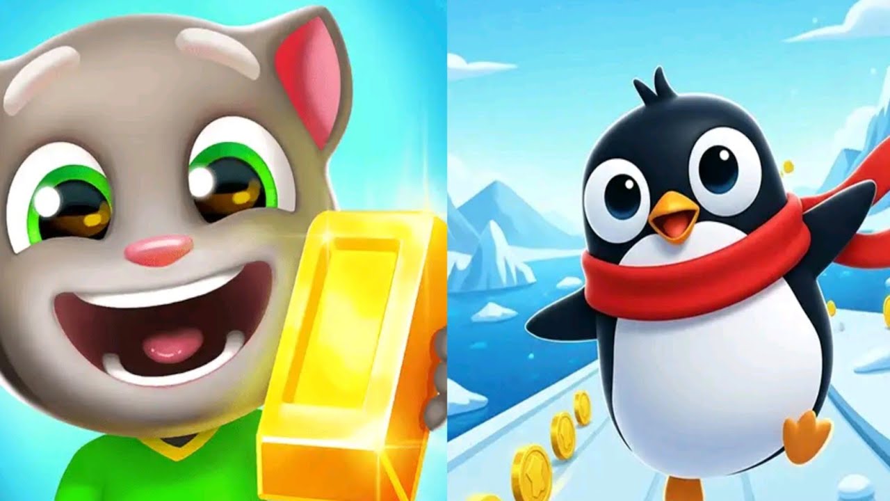 Penguin Runner VS Talking Tom Gold Run Gameplay Walkthroughs Android iOS Games