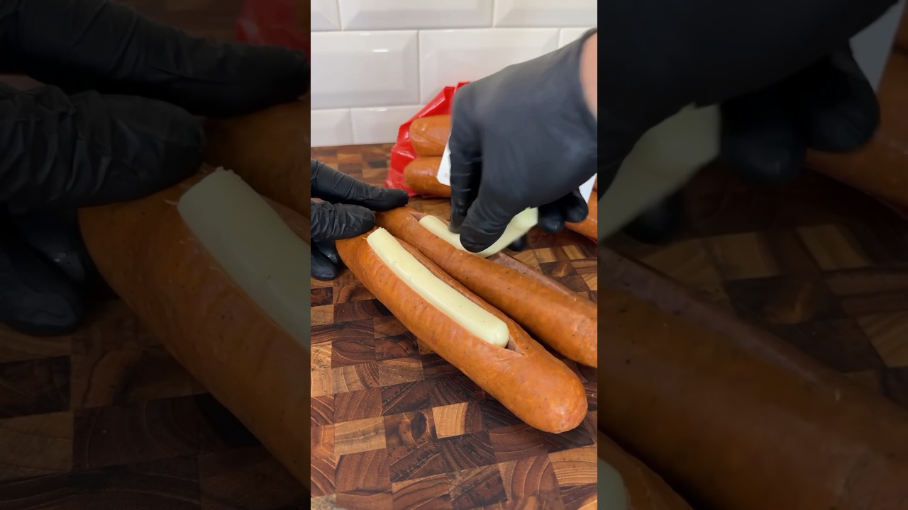 Cheese stuffed smoked sausages 🔥 w/ 