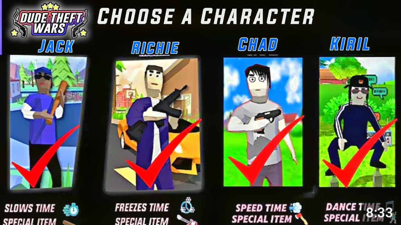 All characters unlock 🎮 Choose the Right Hero! 🤔 | Every Character's Power in Dude Theft Wars ⚡🛠️