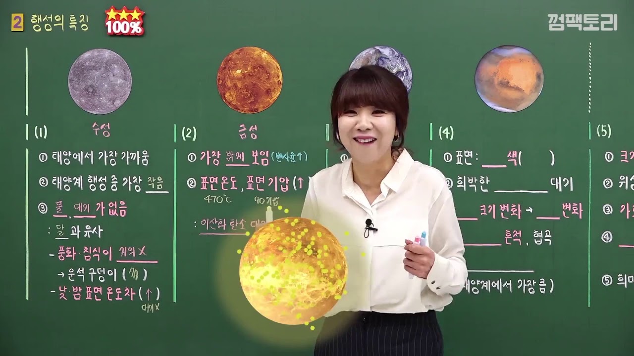 [중등인강/중2 과학] 태양계 행성 _ 지구형행성(수성/금성/지구/화성) - 수박씨닷컴 안현정선생님