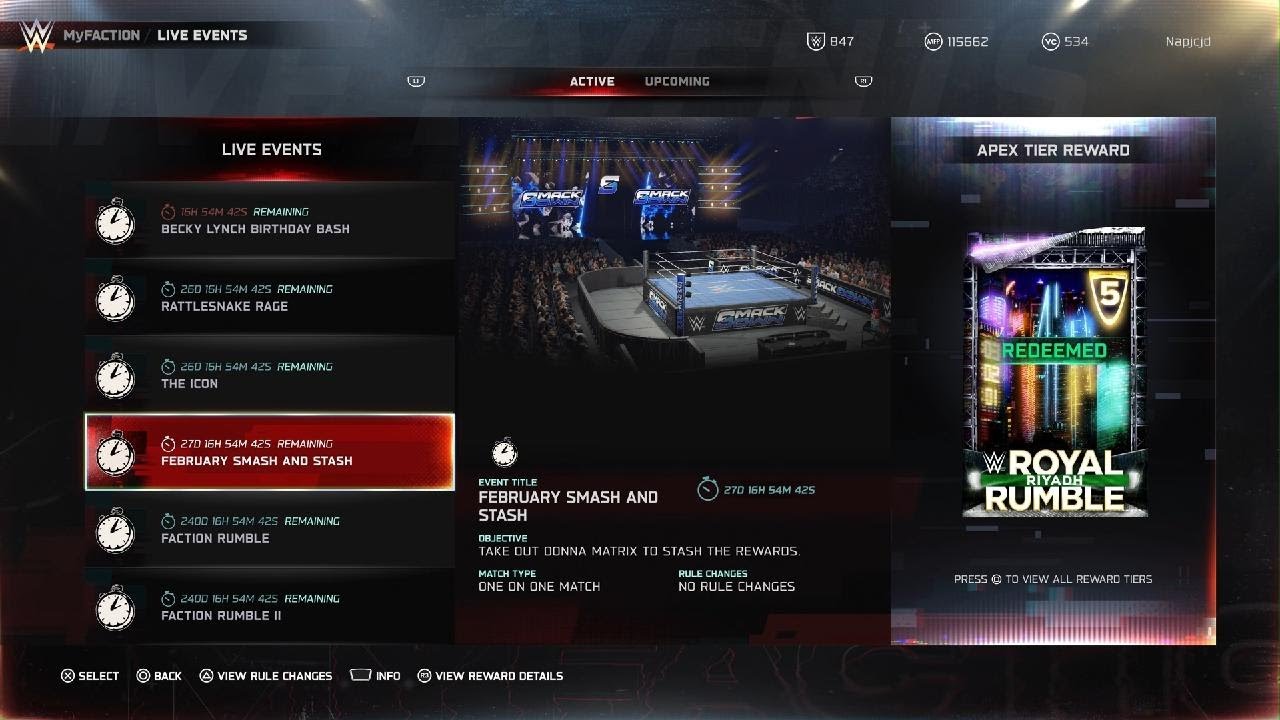 WWE 2K25 February Smash And Stash MyFACTION Live Event All Rewards