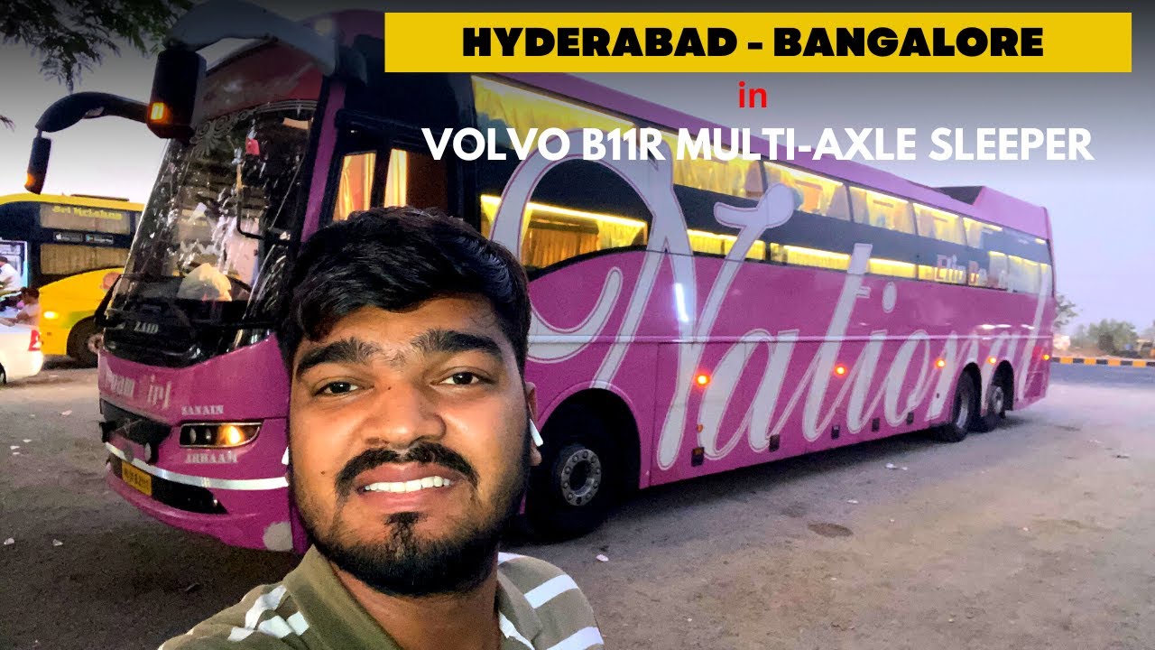 HYDERABAD to BANGALORE in National Travels Pink VOLVO B11R (Dream Girl) Sleeper Bus