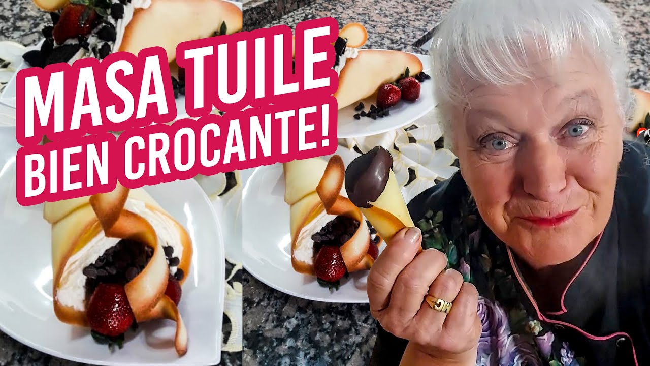 🍨 Cucuruchos de masa Tuile bien Crocantes y rellenos. Postre irresistible!  🔥