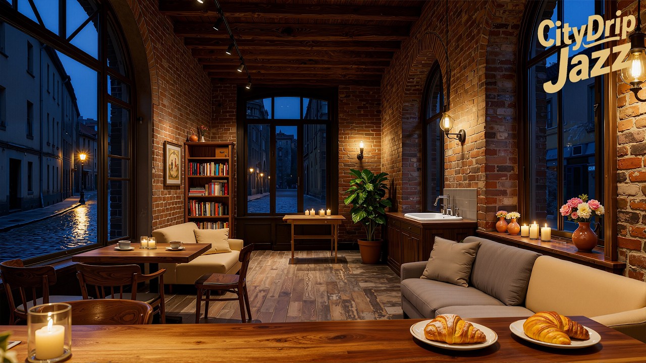 Cozy Evening Coffee Shop ☕ Smooth Jazz Music for Study, Relax & Peaceful Nights | CityDrip Jazz 4K